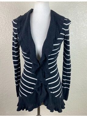 Black and White Striped Cardigan